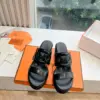 Hermès Women Black Leather Slip-On Sandals product view 1