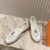 Louis Vuitton Women White Leather Loafers — Woven Upper Detail product view 4