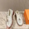 Louis Vuitton Women White Leather Loafers — Woven Upper Detail product view 3