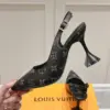Louis Vuitton Women Black Patterned Leather Heels — Tonal Gray Pattern product view 5