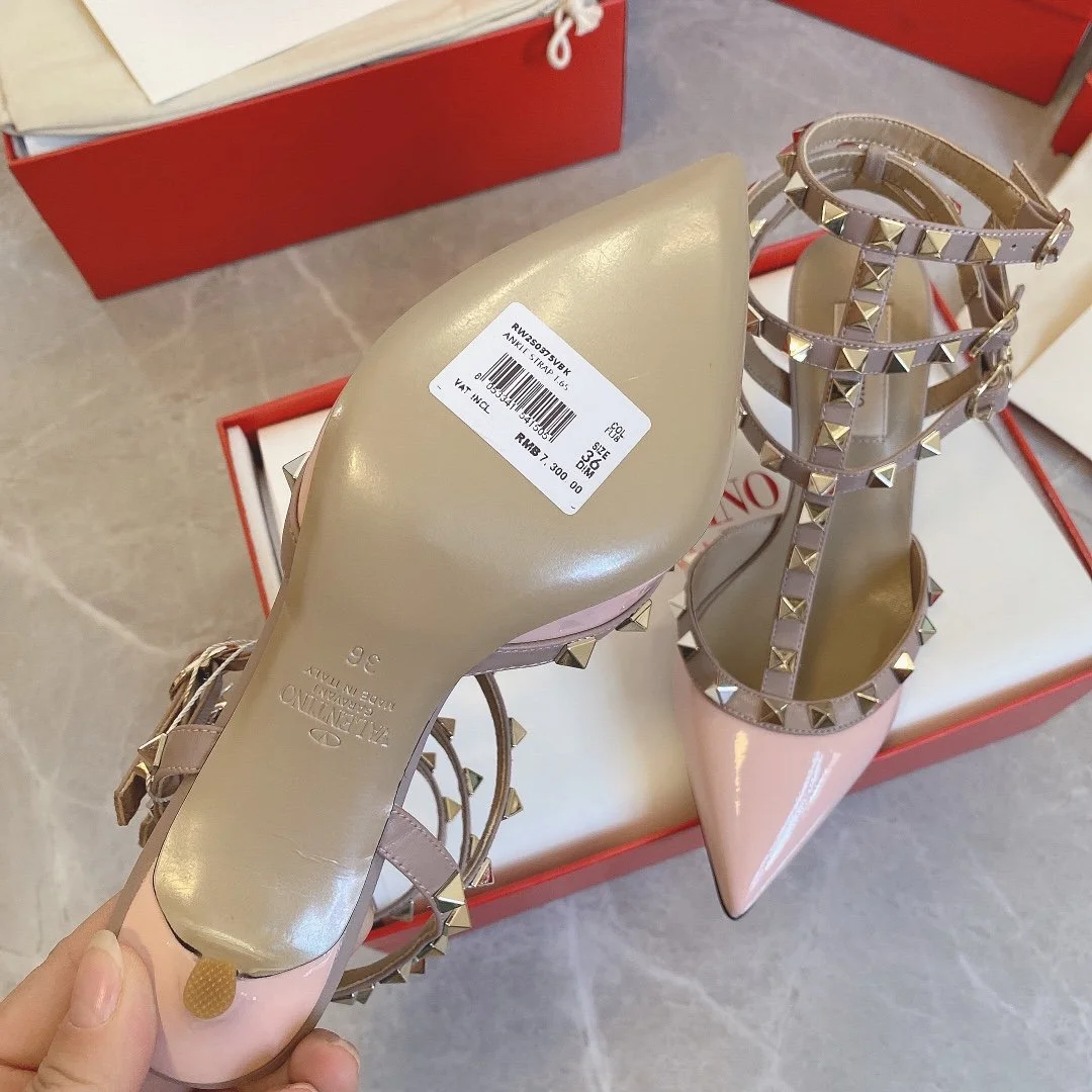 Valentino Women Pink Patent Leather Studded Pumps product view 6
