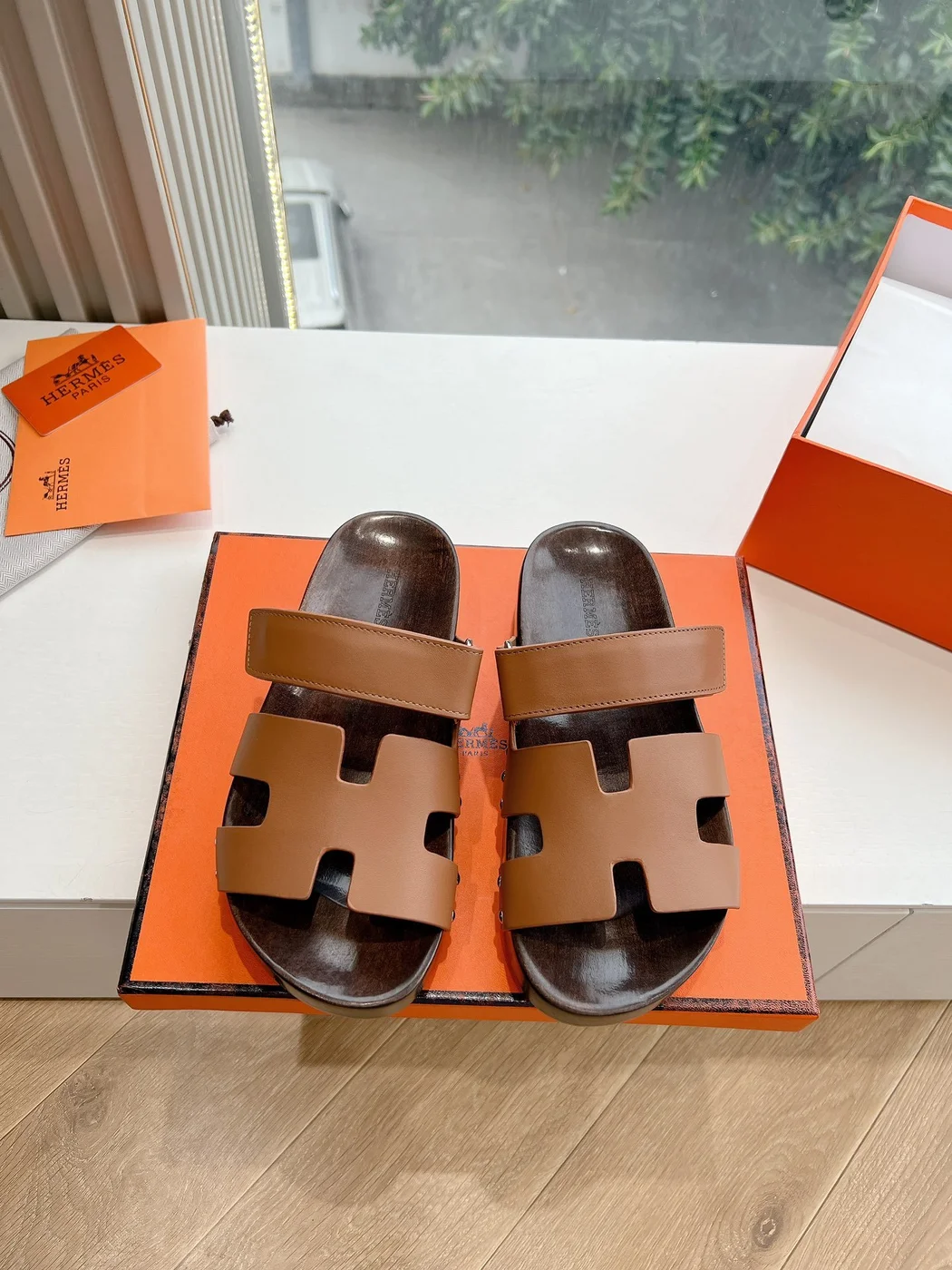 Hermès Women Brown Sandals — H-Strap Slides product view 1