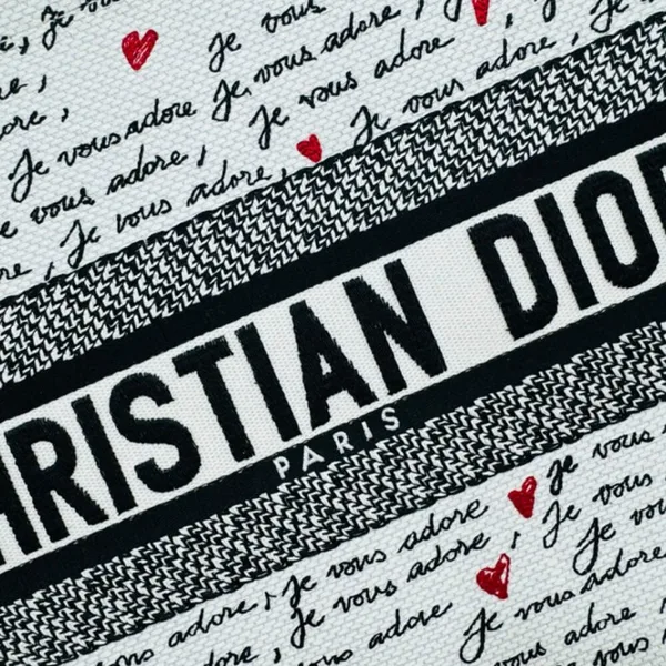 Dior Medium Book Tote — White Script Pattern product view 5