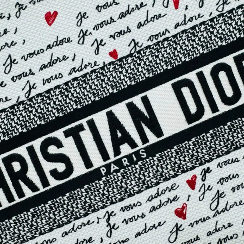 Dior Medium Book Tote — White Script Pattern product view 5