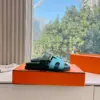 Hermès Women Green Leather Blue Sandals product view 2