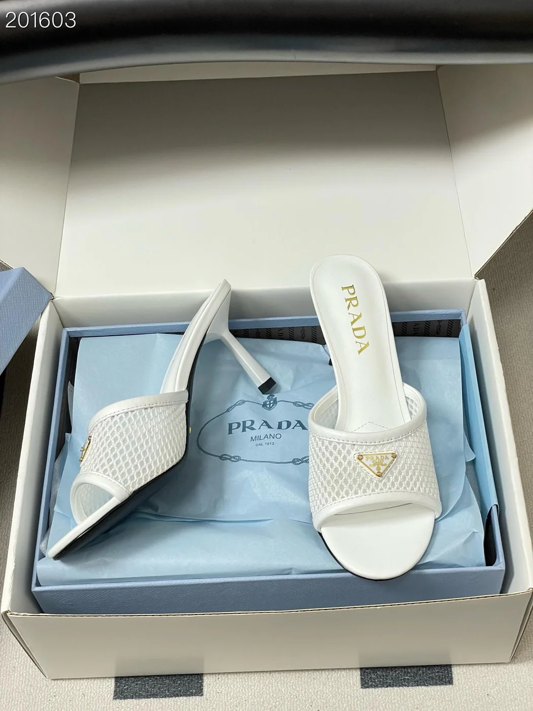 Prada Heeled Slides White product view 3
