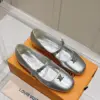 Louis Vuitton Women Silver Leather Mary Jane Flats product view 3