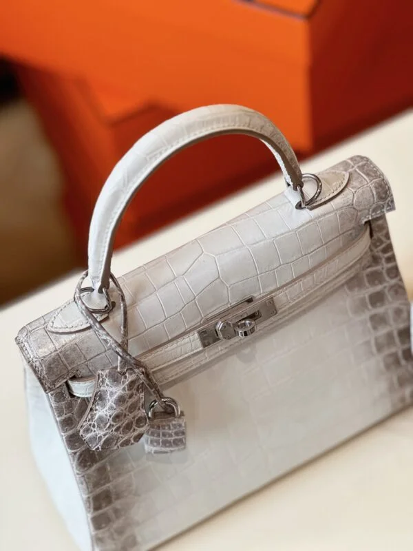 Hermès Kelly 25 Himalaya Albino Crocodile Leather Palladium Hardware Bag product view 10