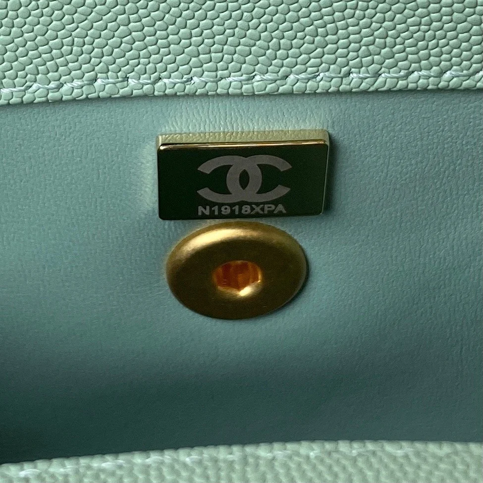 Chanel Coco Pastel Blue Handbags With Lock Gold 24 cm product view 3