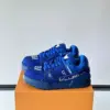 Louis Vuitton Men Blue Fabric Embellished Sneakers product view 3