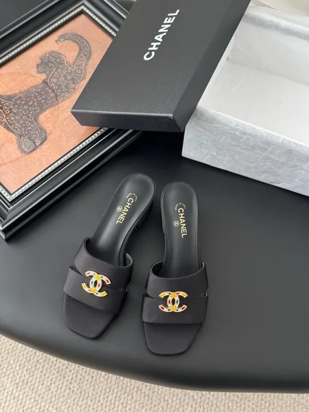 Chanel Women Black Fabric Mules With Embellishment product photo