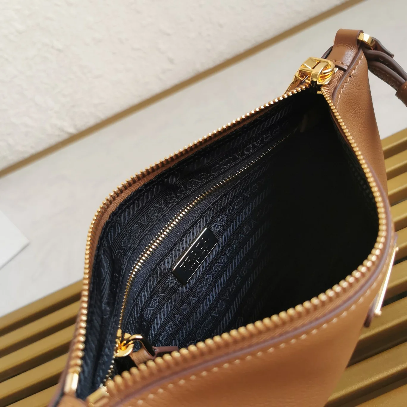 Prada Flap Shoulder Bag Tan Brown product view 6
