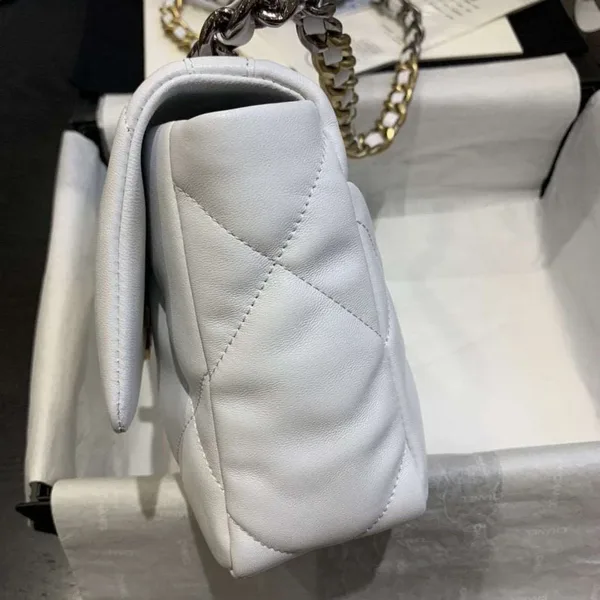 Chanel 19 Flap Medium White Lambskin Bag product view 5