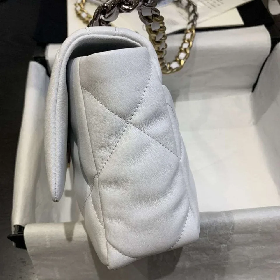 Chanel 19 Flap Medium White Lambskin Bag product view 5