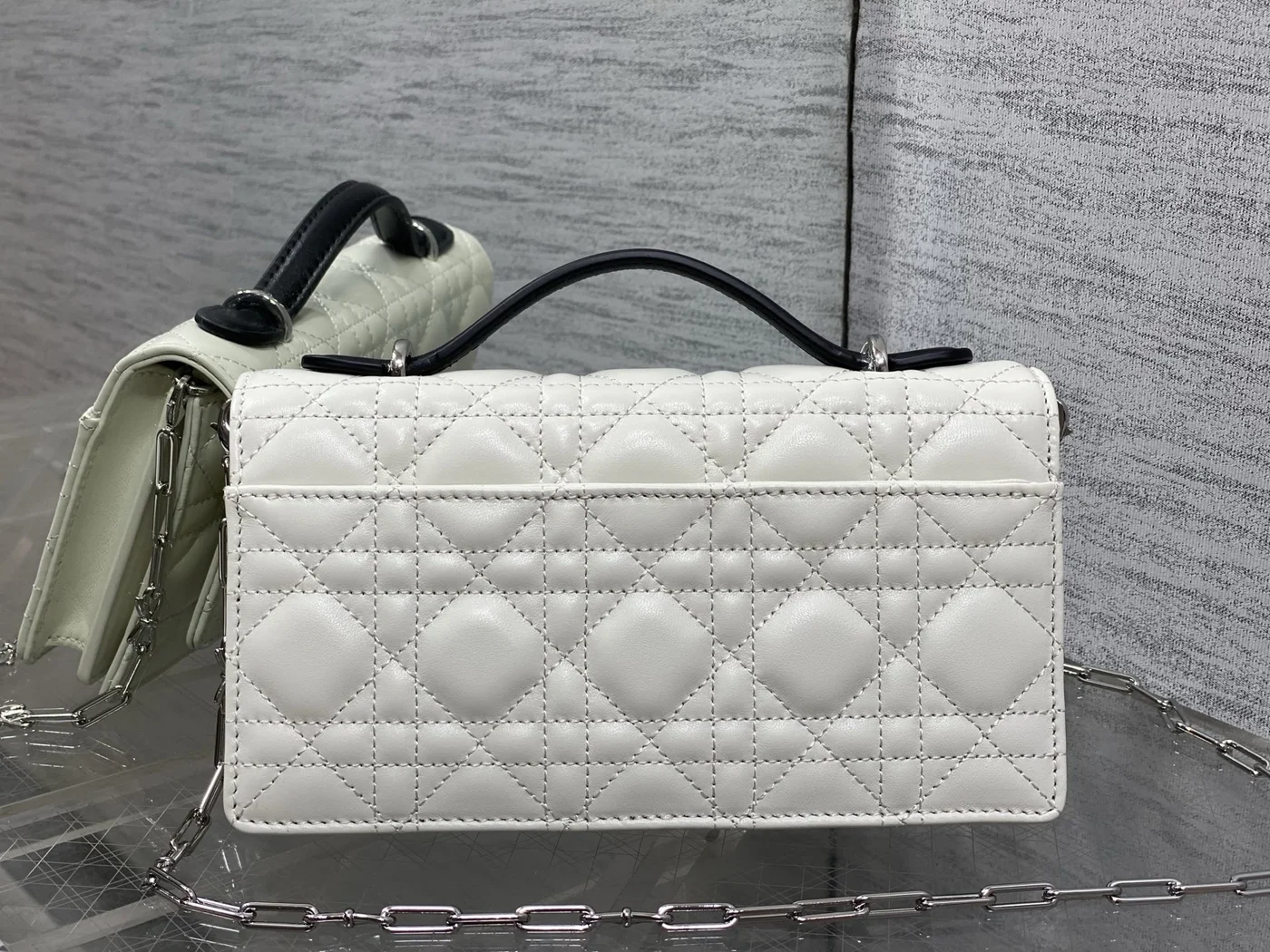 Dior My Dior Mini Bag in white and black lambskin product view 3