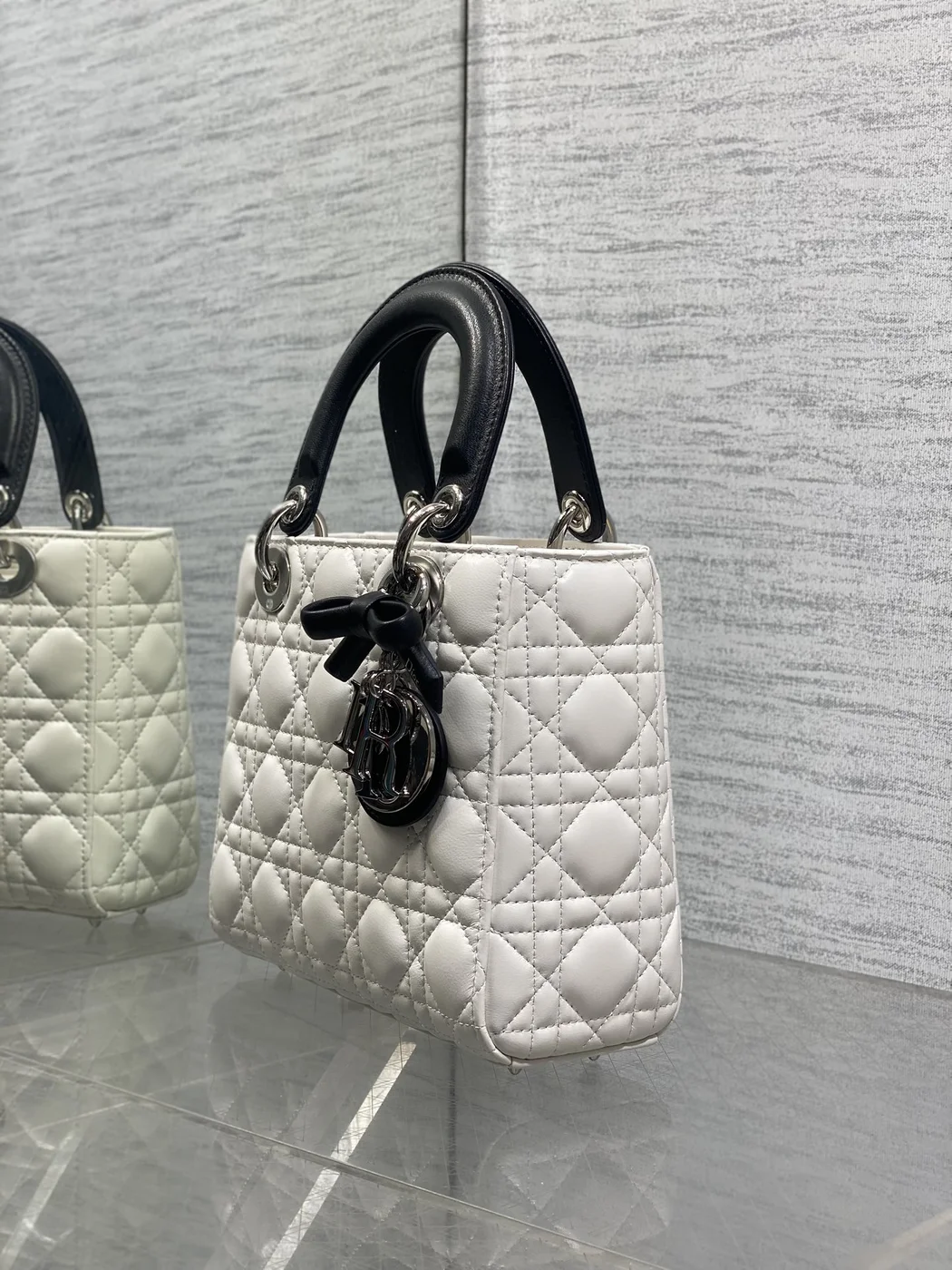 Dior Lady Dior Bag with Chain Two-Tone Latte and Black product view 3