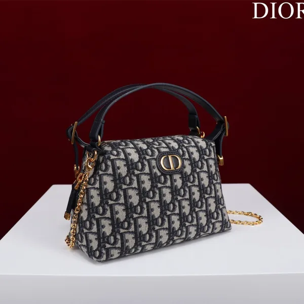 Dior Plaid Women’s Handbag, Glossy Leather, 20 cm product photo