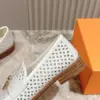 Louis Vuitton Women White Leather Loafers — Woven Upper Detail product view 5