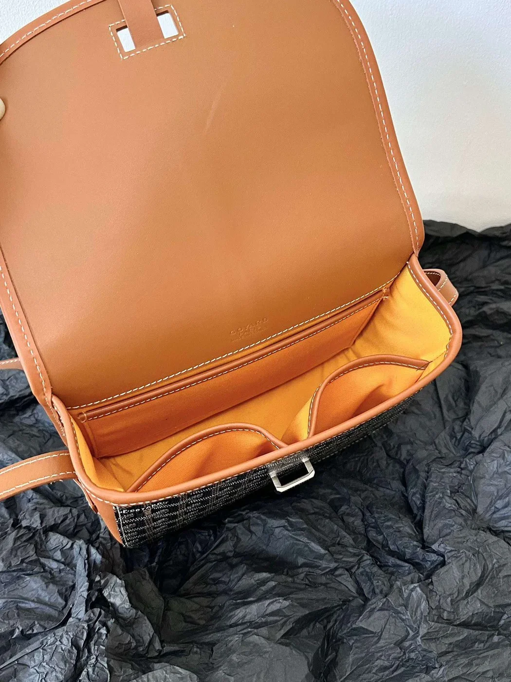 Goyard Chevron Flap Crossbody Bag with Brown Trim, 22 x 16 x 7 cm product view 3