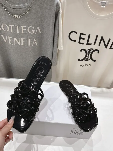 Loewe Leather Petal Anagram Slides in Black product photo
