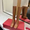 Valentino Women Tan Leather Mid-Calf Boots product view 4