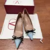 Valentino Women Beige And Light Blue Leather Pumps product view 1
