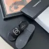 Chanel Women Black Fabric Logo Embellished Sandals product view 5