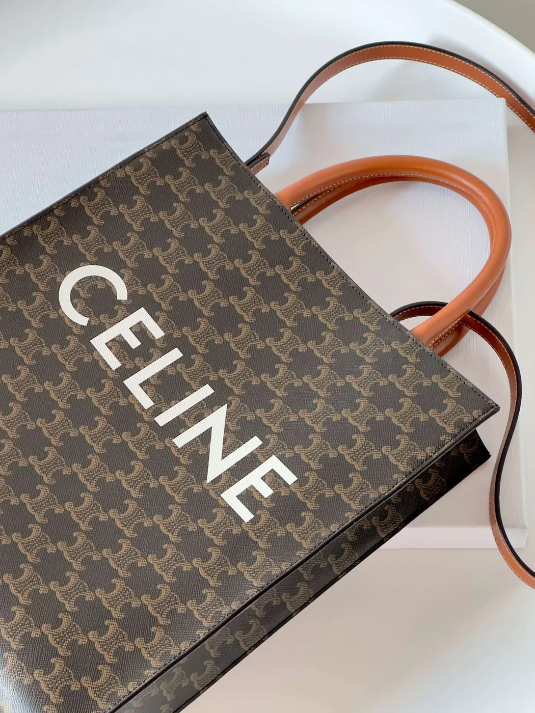 Celine Tote Triomphe Canvas Handbag 28x32cm product view 2