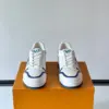Louis Vuitton Men White and Blue Sneakers — Oval LV Side Detail product view 2