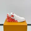 Louis Vuitton Men White Leather Sneakers With Red Floral Design product view 6