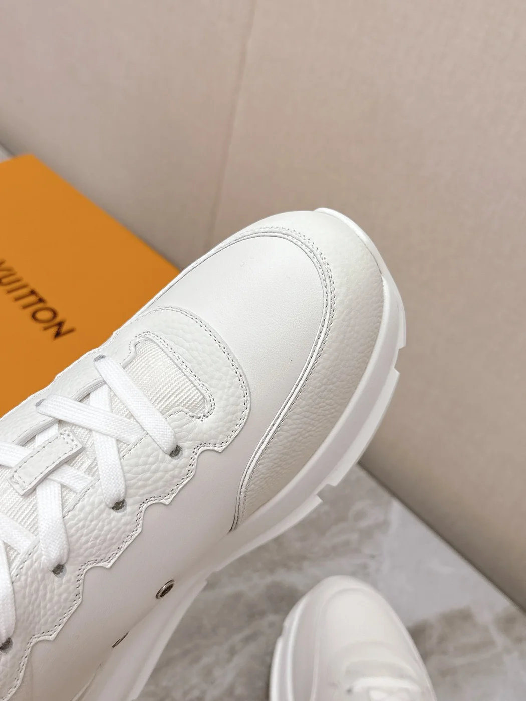 Louis Vuitton Women White Leather Sneakers — Monogram Side Panels product view 2