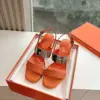 Hermès Women Orange Leather Sandals product view 3