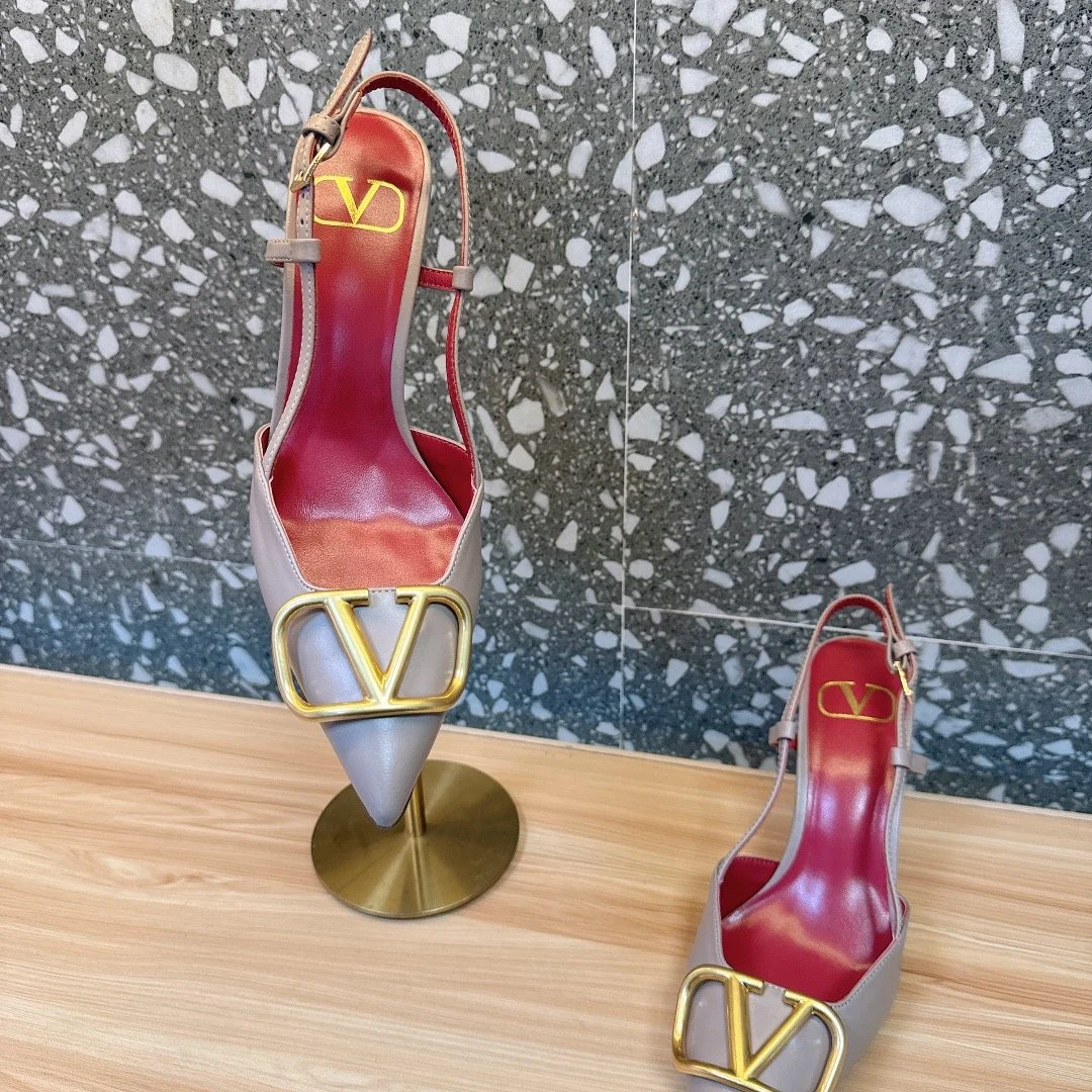 Valentino Women Beige Leather Pointed Pumps product view 6