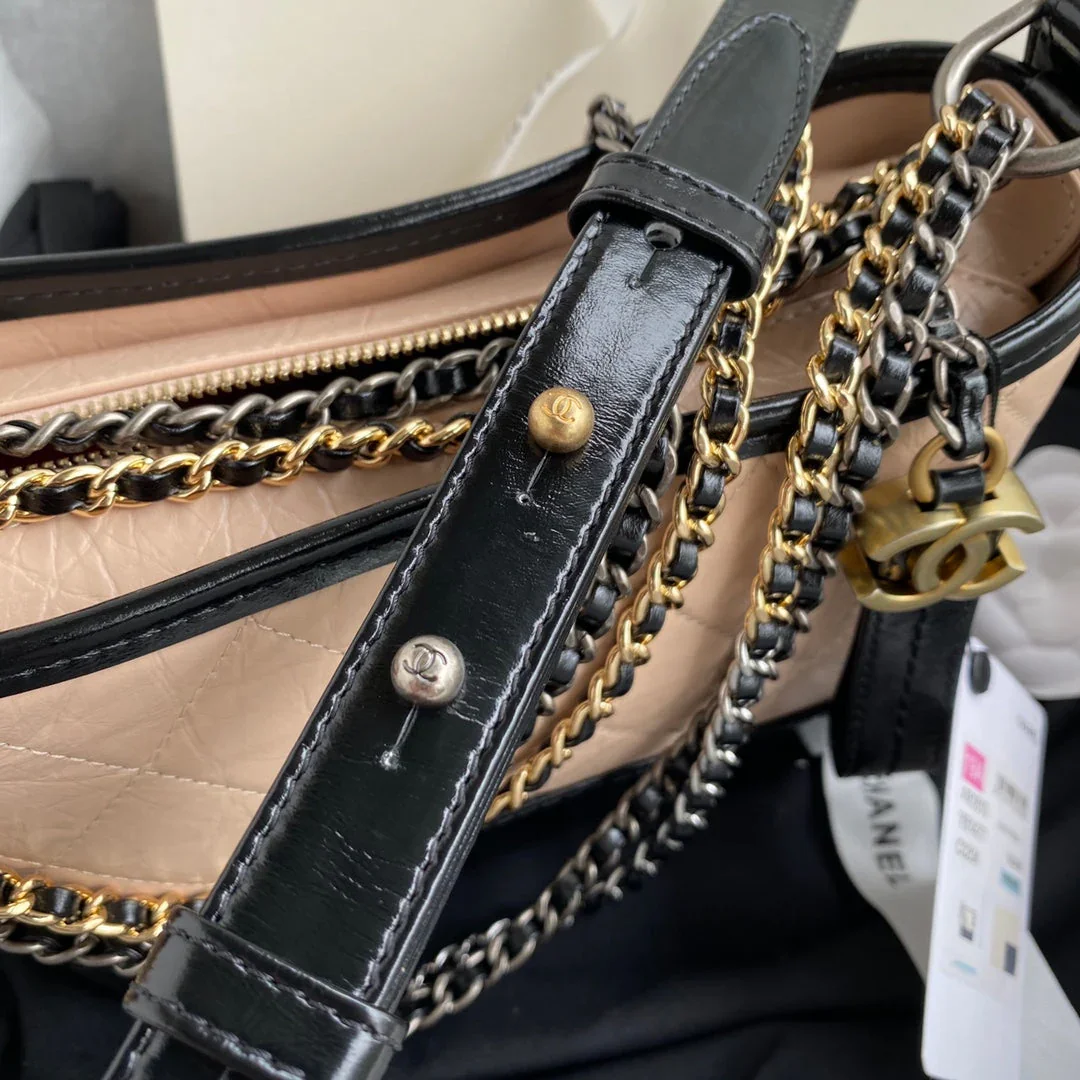 Chanel Gabrielle Mini 20 Hobo Bag In Almond Beige Mix Black product view 5