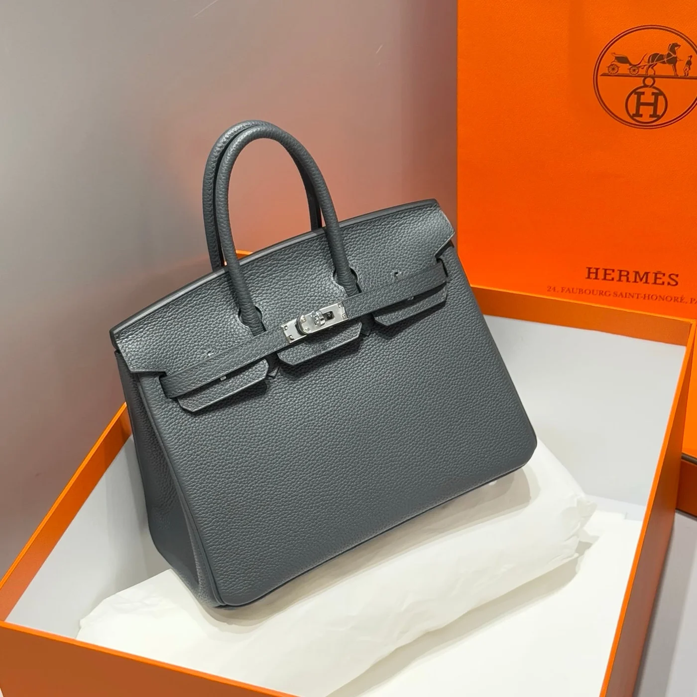 Hermès Birkin 25 In Charcoal Gray Silver Hardware Bag product view 1