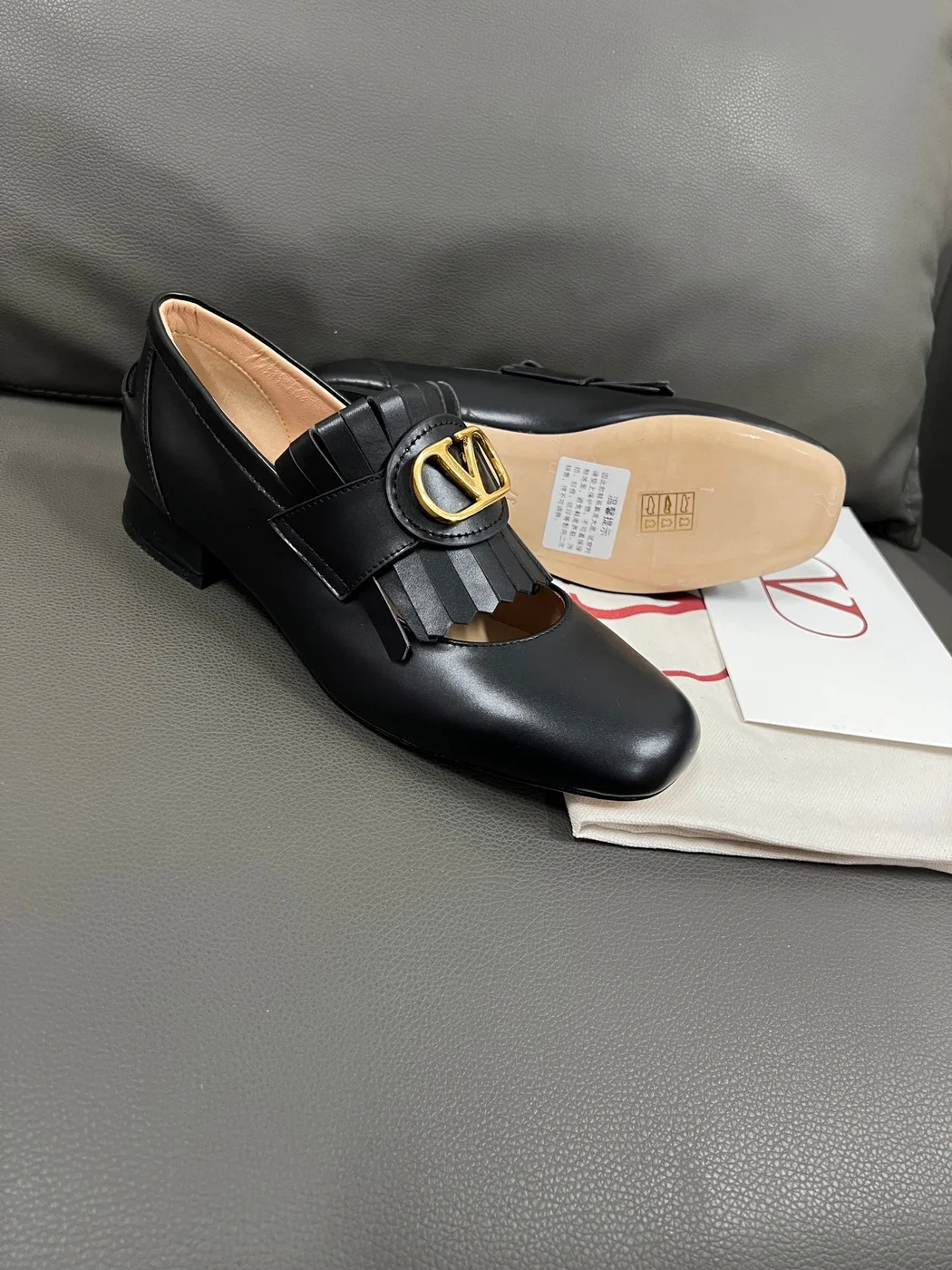 Valentino Women Black Fringe Loafers with Block Heel product view 3