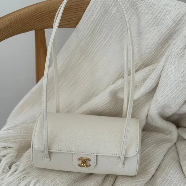 Chanel Preppy Coco Small Bowling Bag in White product photo