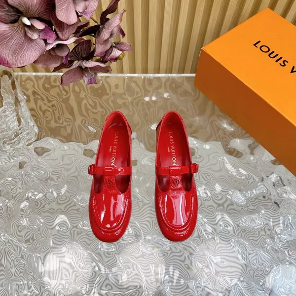 Louis Vuitton Women Red Patent Leather Loafers product photo