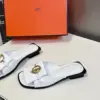 Hermès Women White Leather Mules — Gold-Tone Buckle Open-Toe Style product view 3