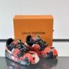 Louis Vuitton Men Red Black Leather Sneakers product view 5