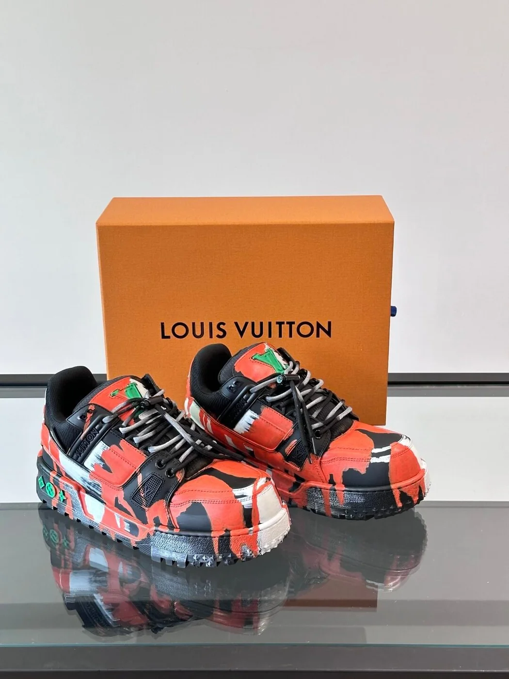 Louis Vuitton Men Red Black Leather Sneakers product view 5