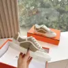 Hermès Women Beige Suede White Leather Sneakers product view 4