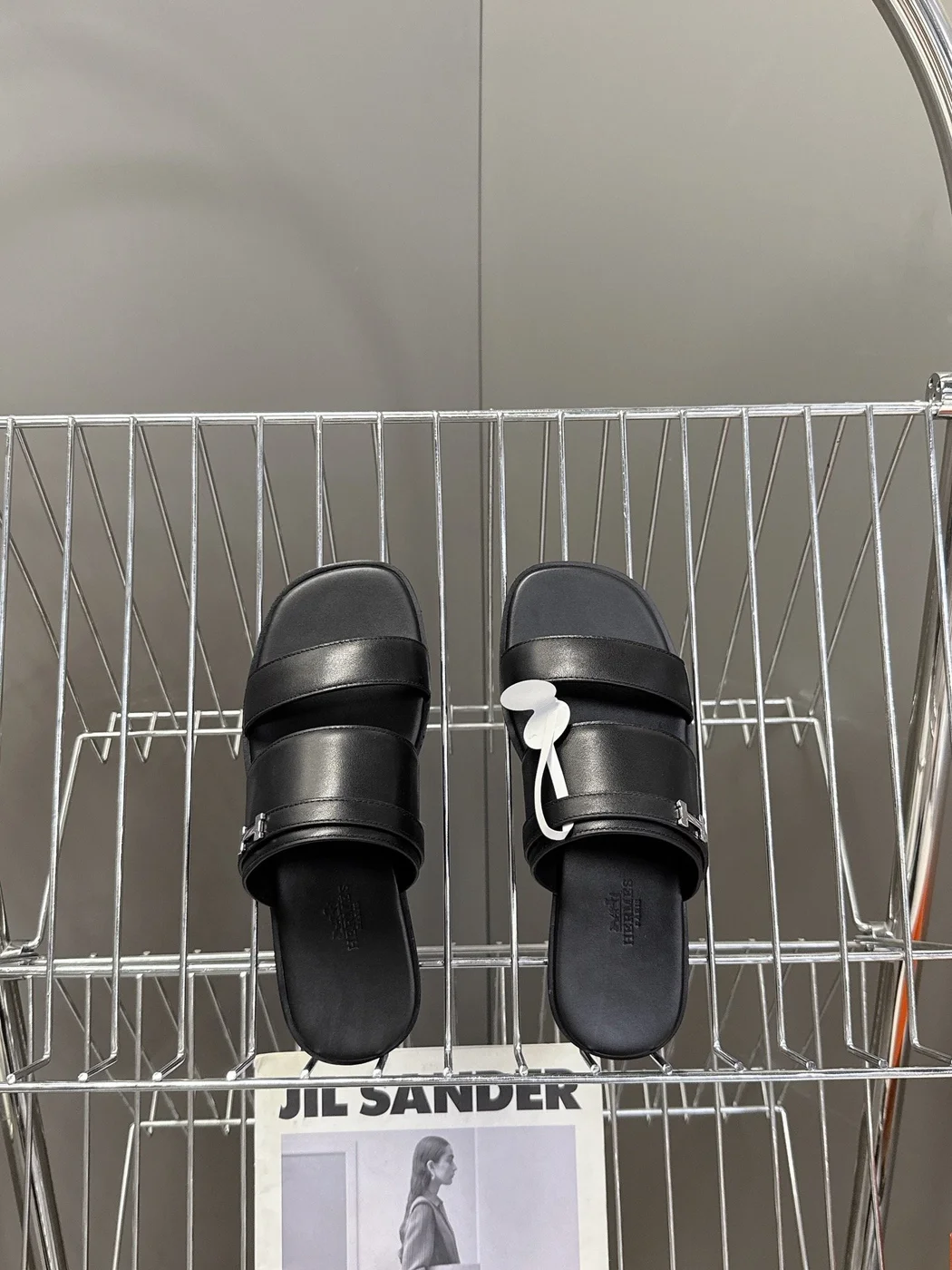 Hermès Women Black Leather Flat Sandals product view 2