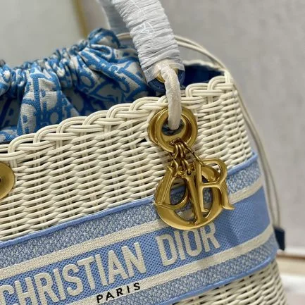 Dior Lady Wicker Bag — Blue Trim product view 3