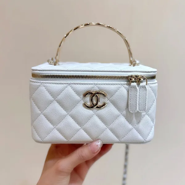 Chanel Vanity Case Small White Gold Hardware Bag product photo