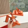 Hermès Women Orange Leather Sandals product view 5