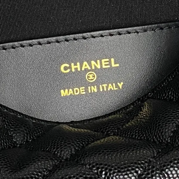 Chanel 24A Hobo Handbag in black quilted caviar leather product view 7