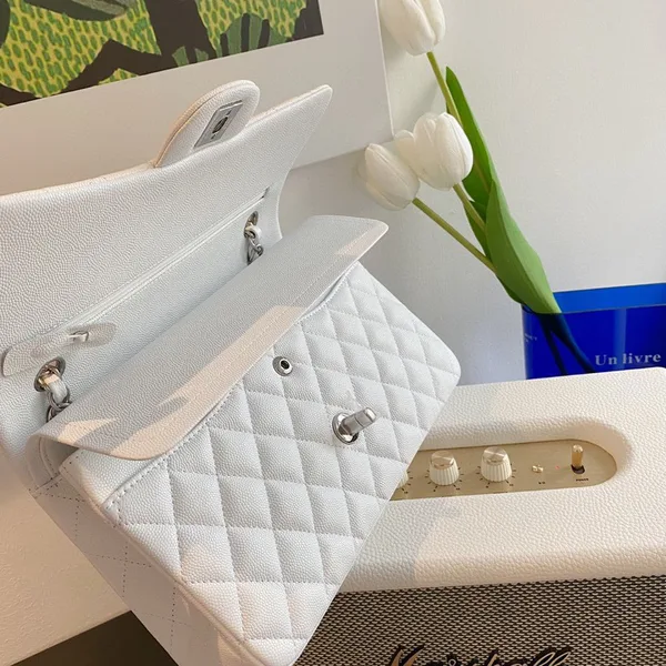 Chanel Classic Flap White with Silver Hardware – 25 cm product view 4