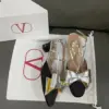 Valentino Women Black Satin Silver Gold Leather Heels product view 4