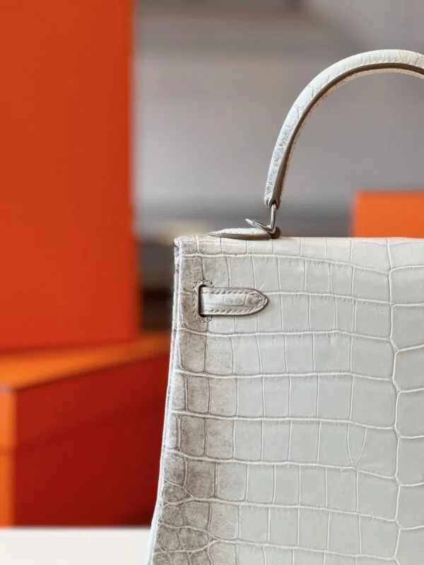 Hermès Kelly 25 Himalaya Albino Crocodile Leather Palladium Hardware Bag product view 7